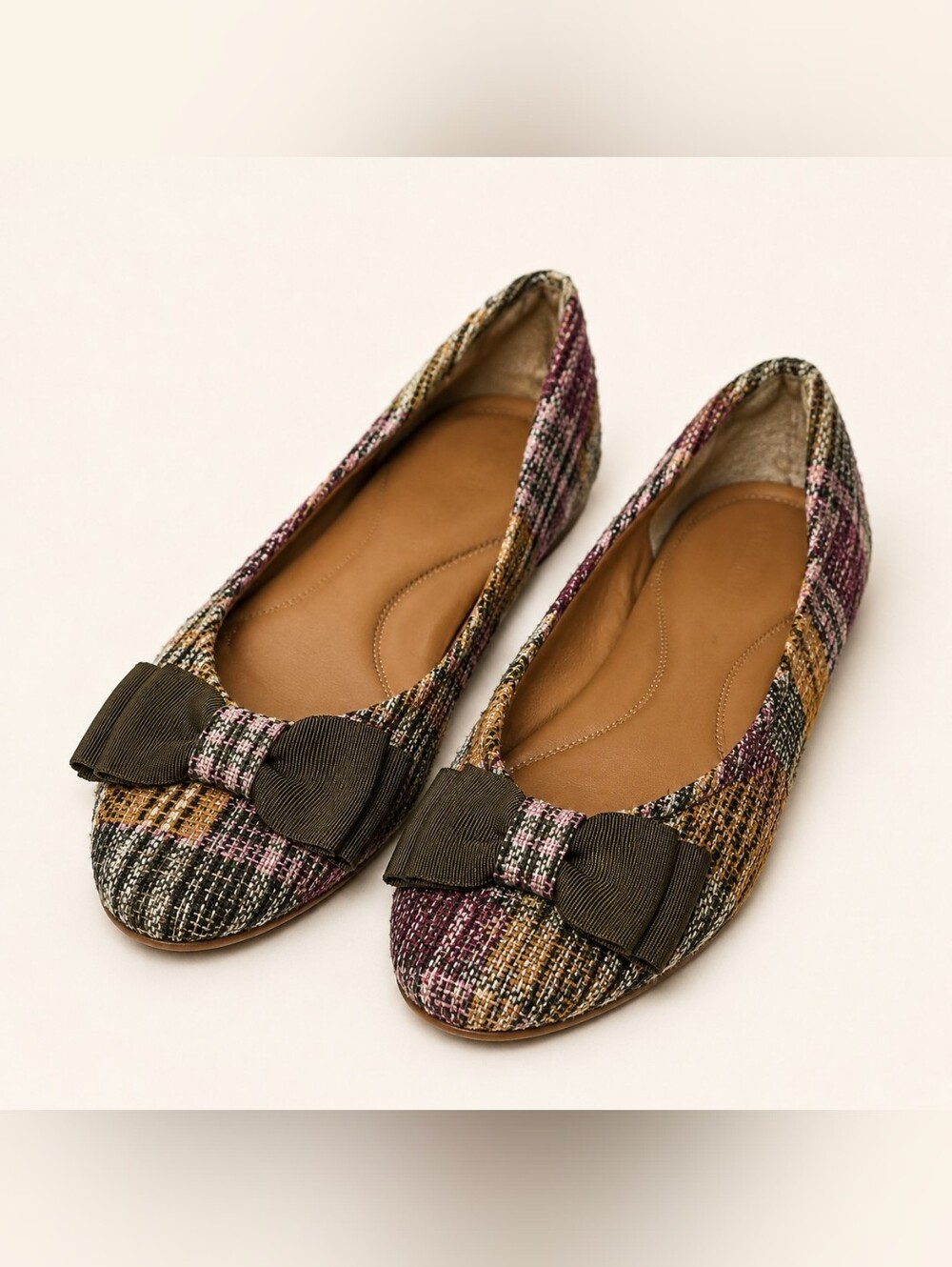 Gentle Souls by Kenneth Cole "Atlas" Tweed Bow Ballet Flats Fairy Grandma Core